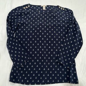 J Crew Anchor 100% Silk 3/4 sleeve blouse XS